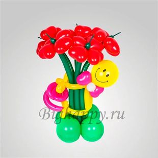 Человечек с цветами из шариков колбасок фото