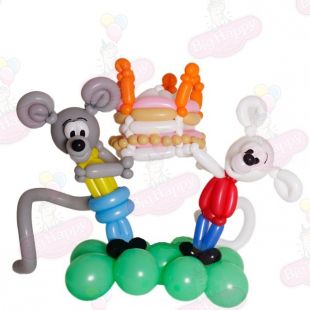 Мыши с тортом из шаров фото