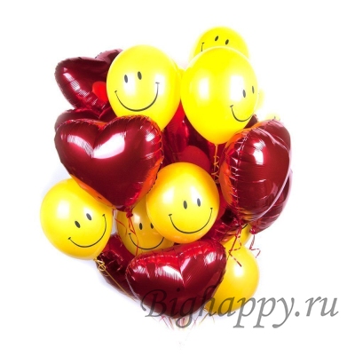 Букет из шаров на День рождения &quot;Любовные смайлы&quot; фото