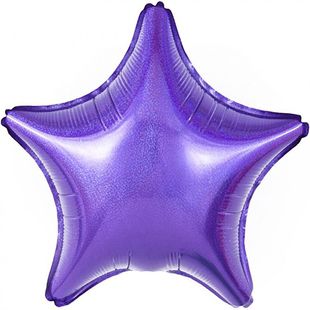 Фольгированный шар-звезда, Фиолетовый голография фото