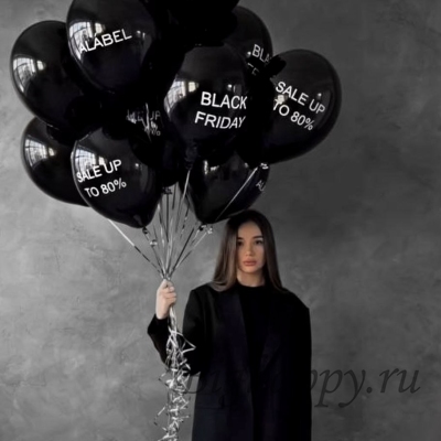 Черные шары для проведения Распродажи, Черной пятницы с надписями фото