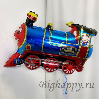 Фольгированный шар &quot;Поезд голубой&quot; фото