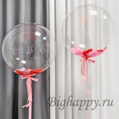 Шар Bubbles c перьями двух цветов фото