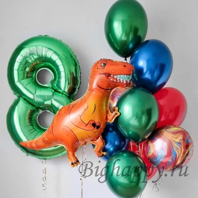 Воздушные шары на день рождения с цифрой и динозавром фото
