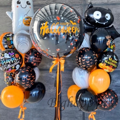 Композиция из воздушных шаров «Happy Halloween» фото