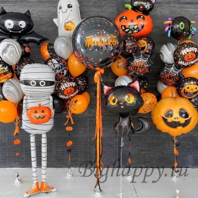 Композиция из воздушных шаров «Весёлый Хэллоуин» фото