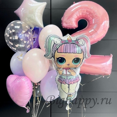 Воздушные шары на день рождения с куклой LOL фото