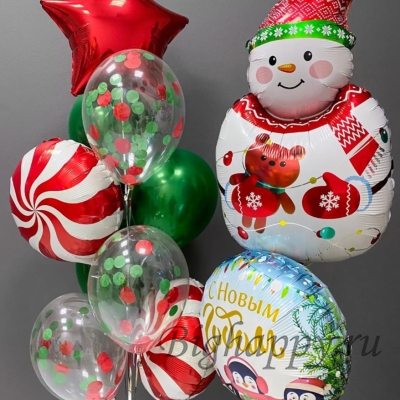 Воздушные шары с гелием «Новогодняя композиция» фото