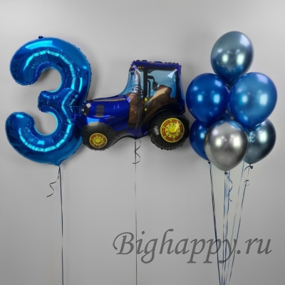 Набор воздушных шаров с цифрой «Синий трактор» фото