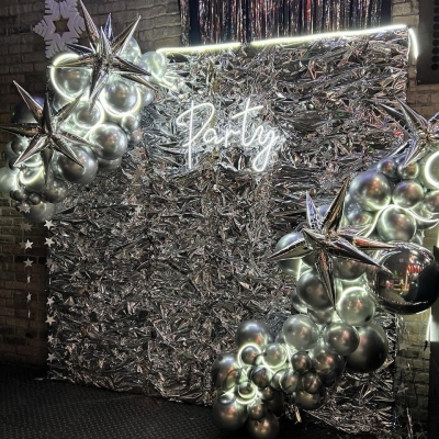 Фотозона из шаров Серебряный электрик в моно серебре