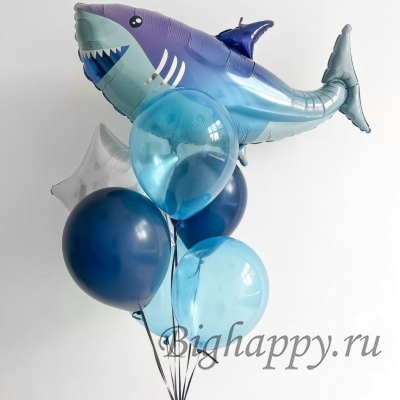 Фонтан из воздушных шаров в морской тематике фото