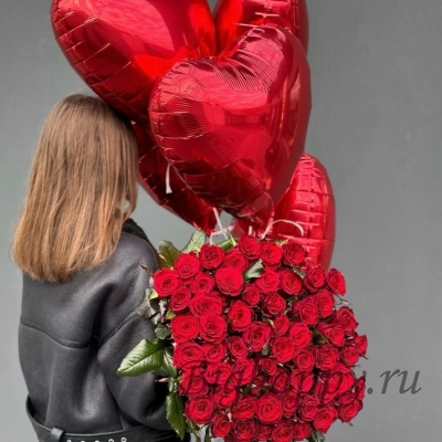 5 красных шаров-сердец &quot;Для любимой&quot; фото
