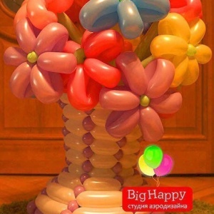 Цветы из шаров в вазе (15 штук) фото