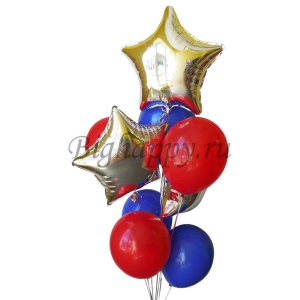 Букет шаров со звёздами в цветах супергероев фото