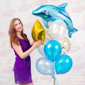 Композиция из воздушных шаров с Дельфином фото
