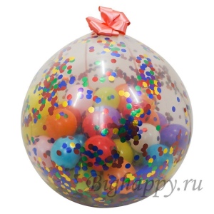 Большой шар-сюрприз (90 см) с конфетти и шариками внутри фото