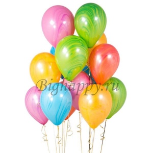 Композиция из разноцветных шаров-агатов фото