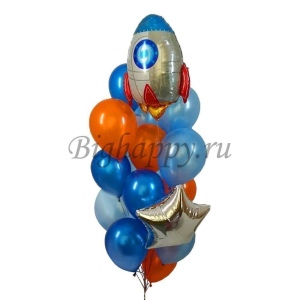 Букет из воздушных шаров с ракетой фото