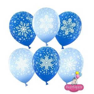 Шар со снежинками синий/голубой фото