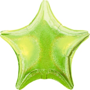 Фольгированный шар-звезда, Лайм голография фото