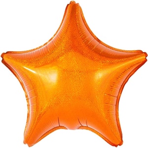 Фольгированный шар-звезда, Оранжевый голография фото