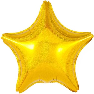 Фольгированный шар-звезда, Золото голография фото