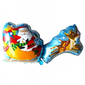 Фольгированный шар “Санта в упряжке” фото