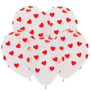 Воздушные шары с красными сердечками фото