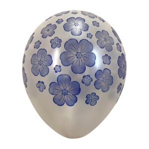 Гелиевые шары «Синий цветок», серебро фото
