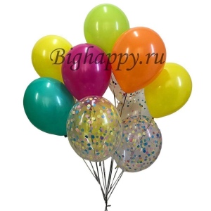 Букет шаров с конфетти «Разноцветное счастье» фото
