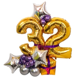 Композиция из шаров на День рождения, 32 года фото