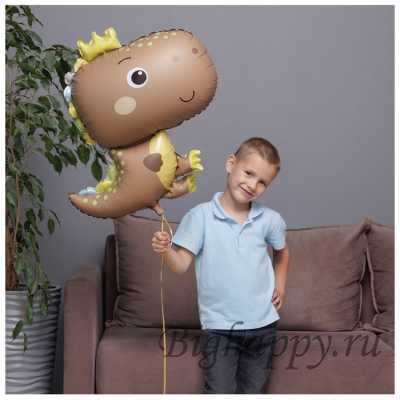 Фольгированный шар Динозаврик бежевый