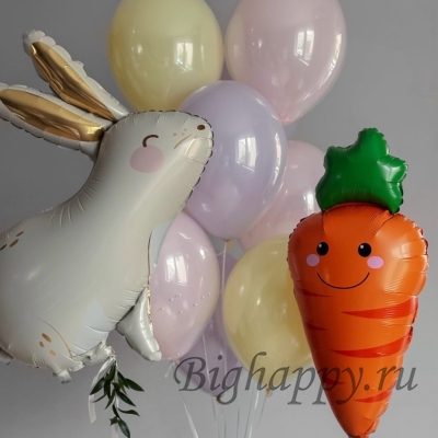 Воздушные гелиевые шары &laquo;Зайка и морковка&raquo;