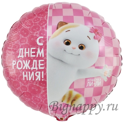 Розовый круглый шар "Кошечка Ли-ЛИ" фото