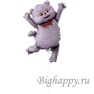 Фольгированный минишар на палочке Кот Басик