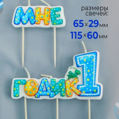 Свечи для торта &laquo;Мне 1 годик&raquo;, голубые