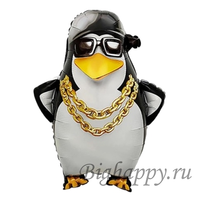Фольгированная фигура &laquo;Пингвин цепь золотая&raquo;