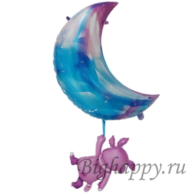 Фольгированный шар Лунтик на полумесяце