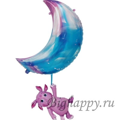 Фольгированный шар Лунтик на полумесяце