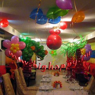 Украшение детского праздника разноцветными шариками фото