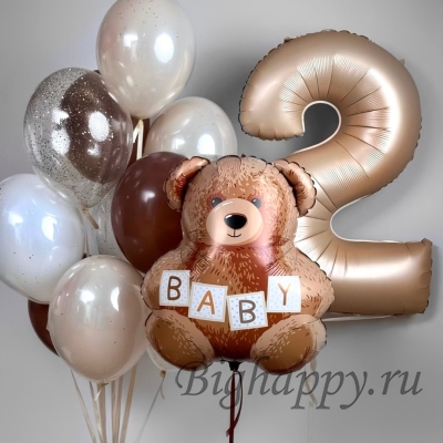 Набор воздушных шаров с гелием «Мишка Baby»