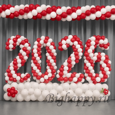 Шарики цифры 2 метра  и гирлянда на сцене фото