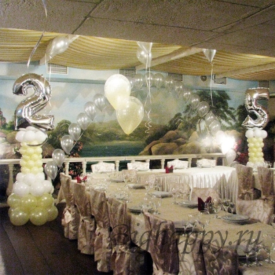 Украшение из воздушных шаров на юбилей или свадьбу фото