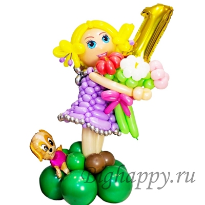 Девочка с цветами из воздушных шаров