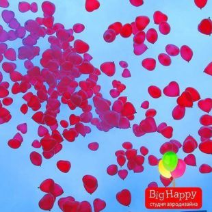 Салют из 200 шариков-сердечек фото