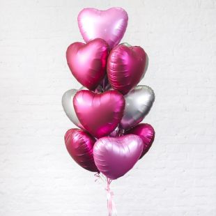 10 фольгированных шаров в виде сердец фото
