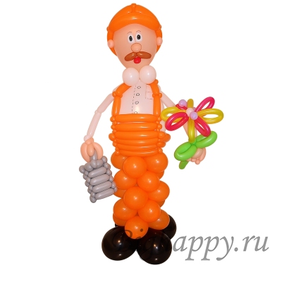 Фигура дорожного рабочего из шаров