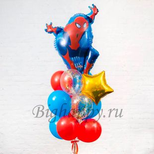 Напольная композиция из шаров с Человеком Пауком фото