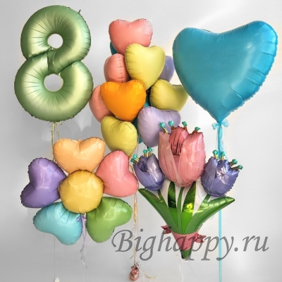 Набор шаров с гелием «Весна в подарке» фото