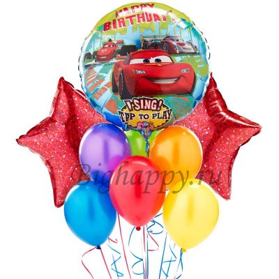 Букет с поющим шаром на День рождения Тачки с Молния МакКуин для детей